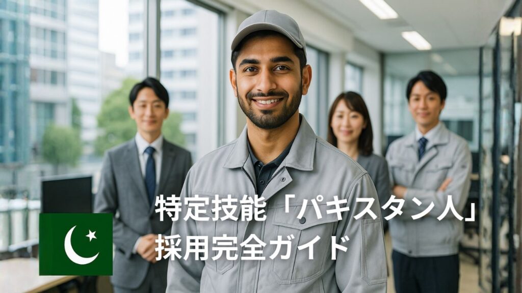 特定技能パキスタン人の採用イメージ|日本の職場で働くパキスタン人労働者と日本人同僚