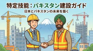 特定技能「建設」分野におけるパキスタン人材の受け入れを解説するアイキャッチイラスト